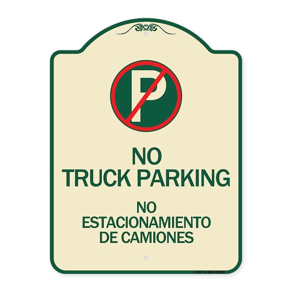 Bilingual No Parking No Truck Parking No Estacionamiento De Camiones Alum, 24" x 18", TG-1824-24305